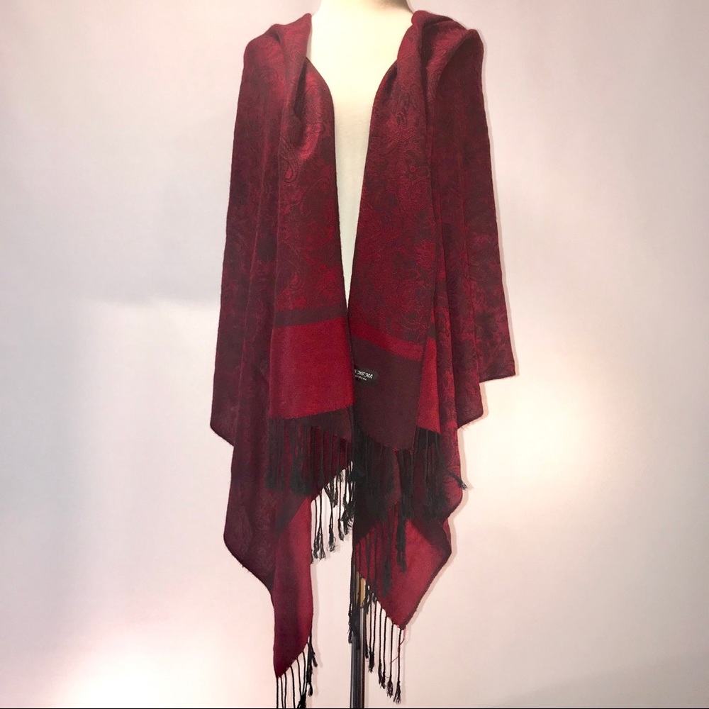 Pashmina dark Maroon & Black